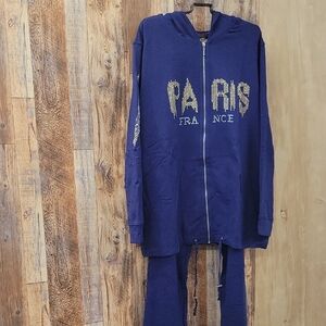 Blue Paris Hoodie and Pants Set
